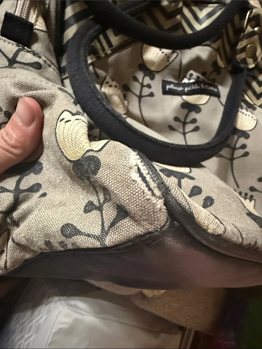 Petunia Pickle Bottom Floral Taupe and Cream Baby Bag